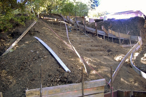 During construction of stairs and retaining wall