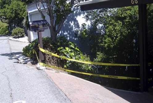 Before, old driveway steep ramp to front door