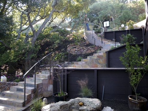 During construction, looking up stairs before planting