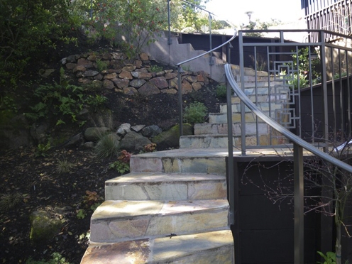 New stairs winding up hill