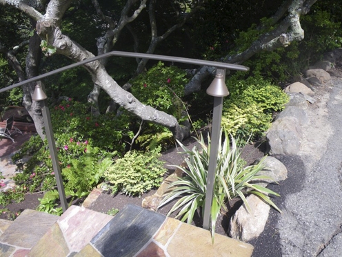 Close up of railing and lights
