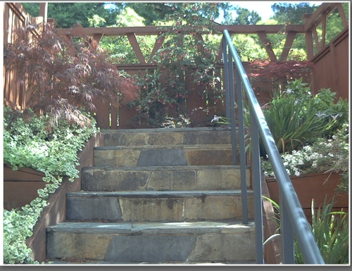 Stone covered steps for entry