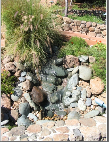 Fountain built into hillside