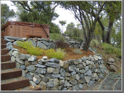 Stone retaining walls, using a dry wall method, no mortar necessary