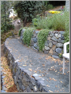 Decomposed granite is a simple and inexpensive path material.