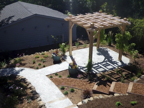 After: looking down on yard from deck